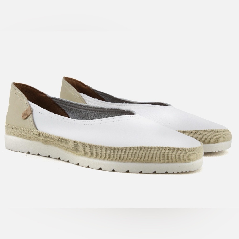 Verbenas White Nappa Leather Ballet Flats EU 40 (US Womens 9) Made in Spain